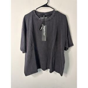 New Forgotten Faces Basic Crop T-Shirt, Acid Black, Size 2XL